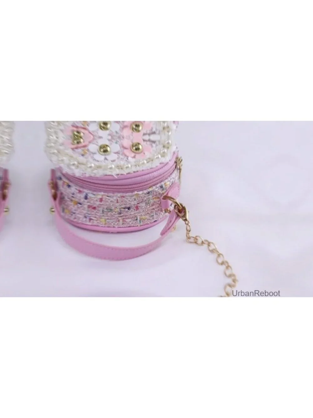 Toddler Girls Crossbody Purse PU Leather Pearl Flower Mini Handbag